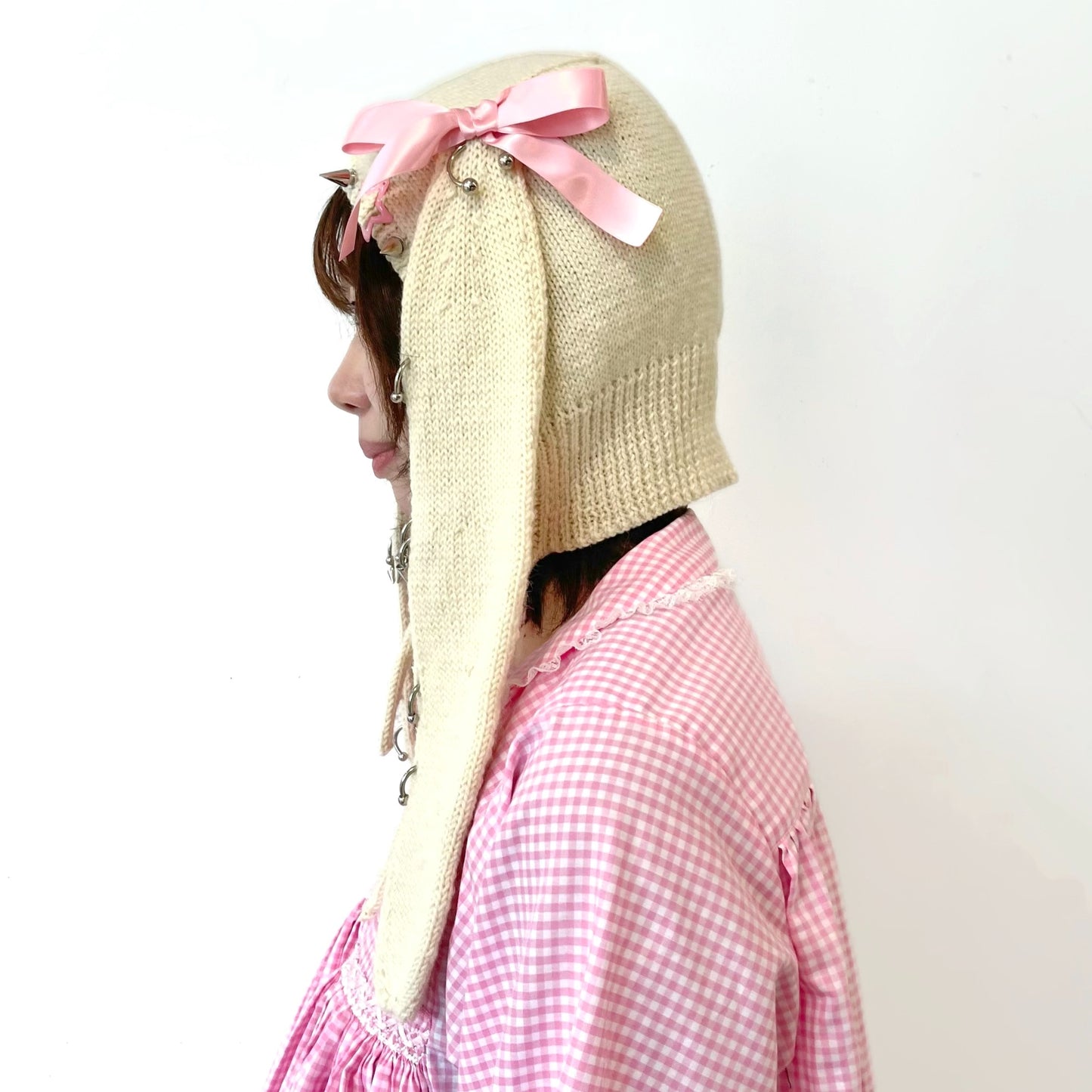 Bunny bonnet / Ivory x Pink / バニーボンネット