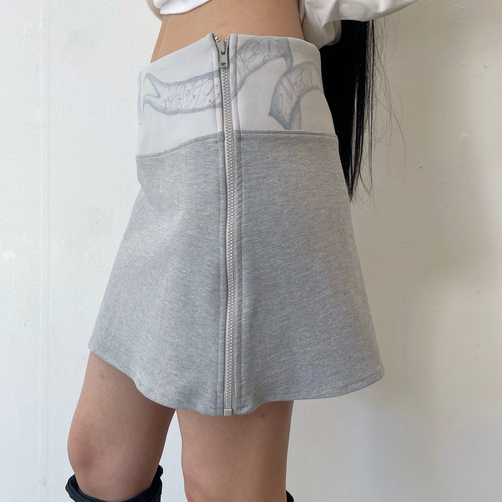 drawing mini skirt / gray / ドローイングミニスカート