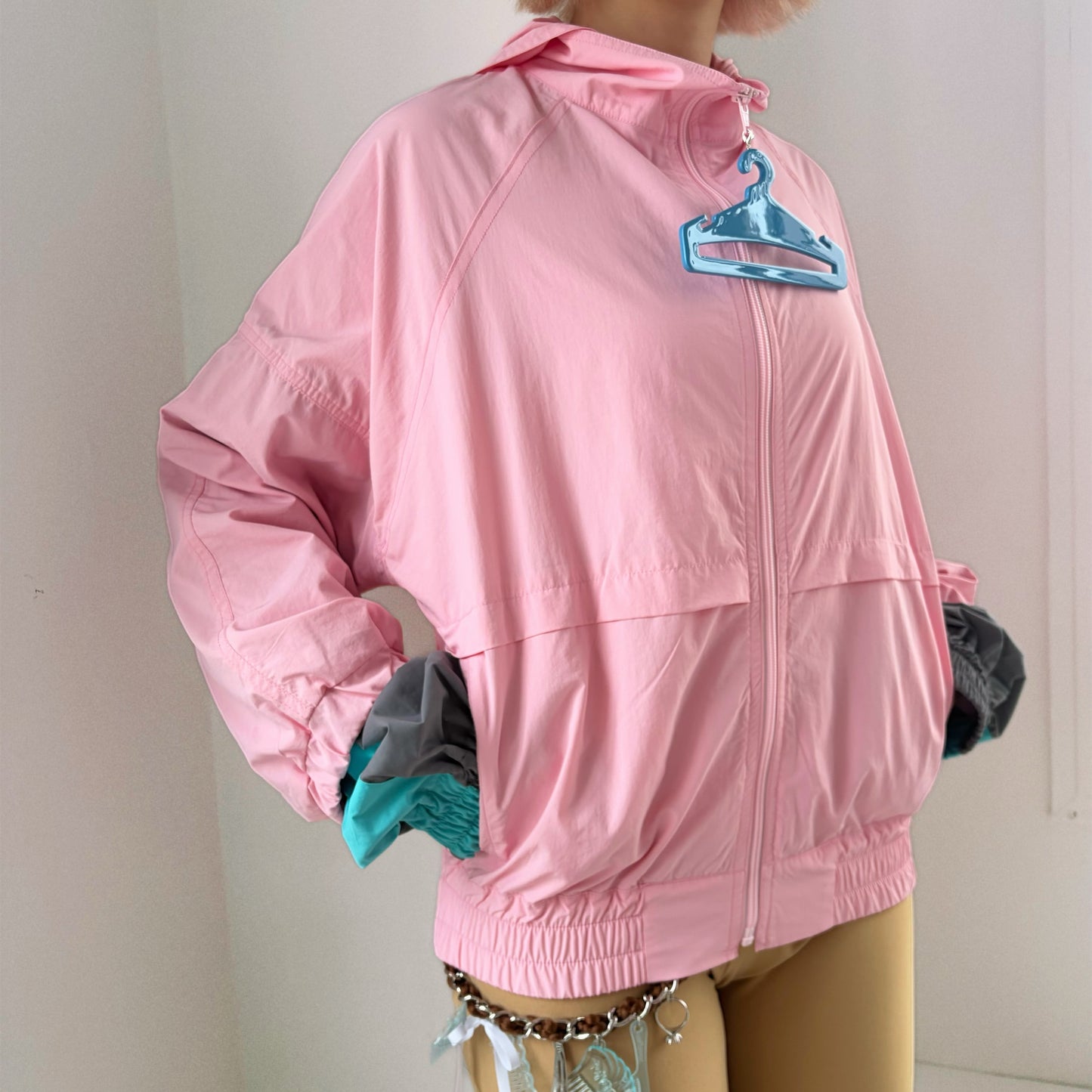 DOUBLE SLEEVE TRACK JACKET / POWDER PINK / ダブルスリーブトラックジャケット