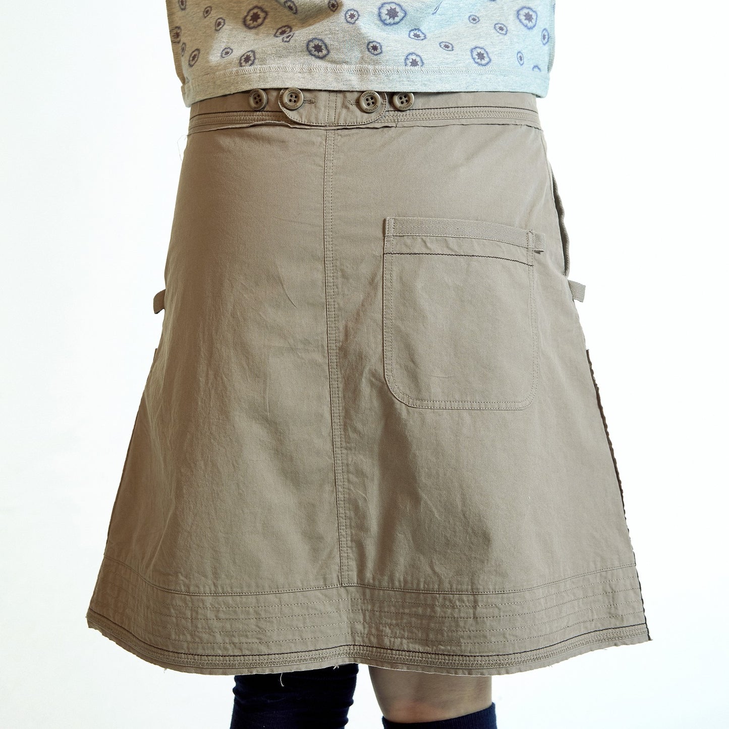 RAW EDGE COTTON SKIRT / ASH BROWN / 切りっぱなしスカート