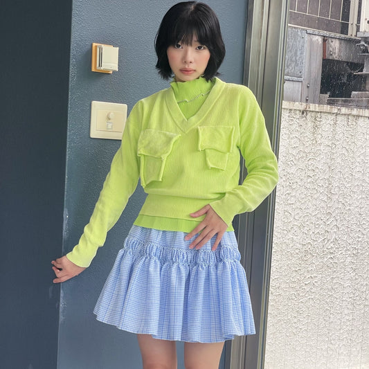 TODO V-NECK KNIT TOP / LIME / Vネックニットトップ