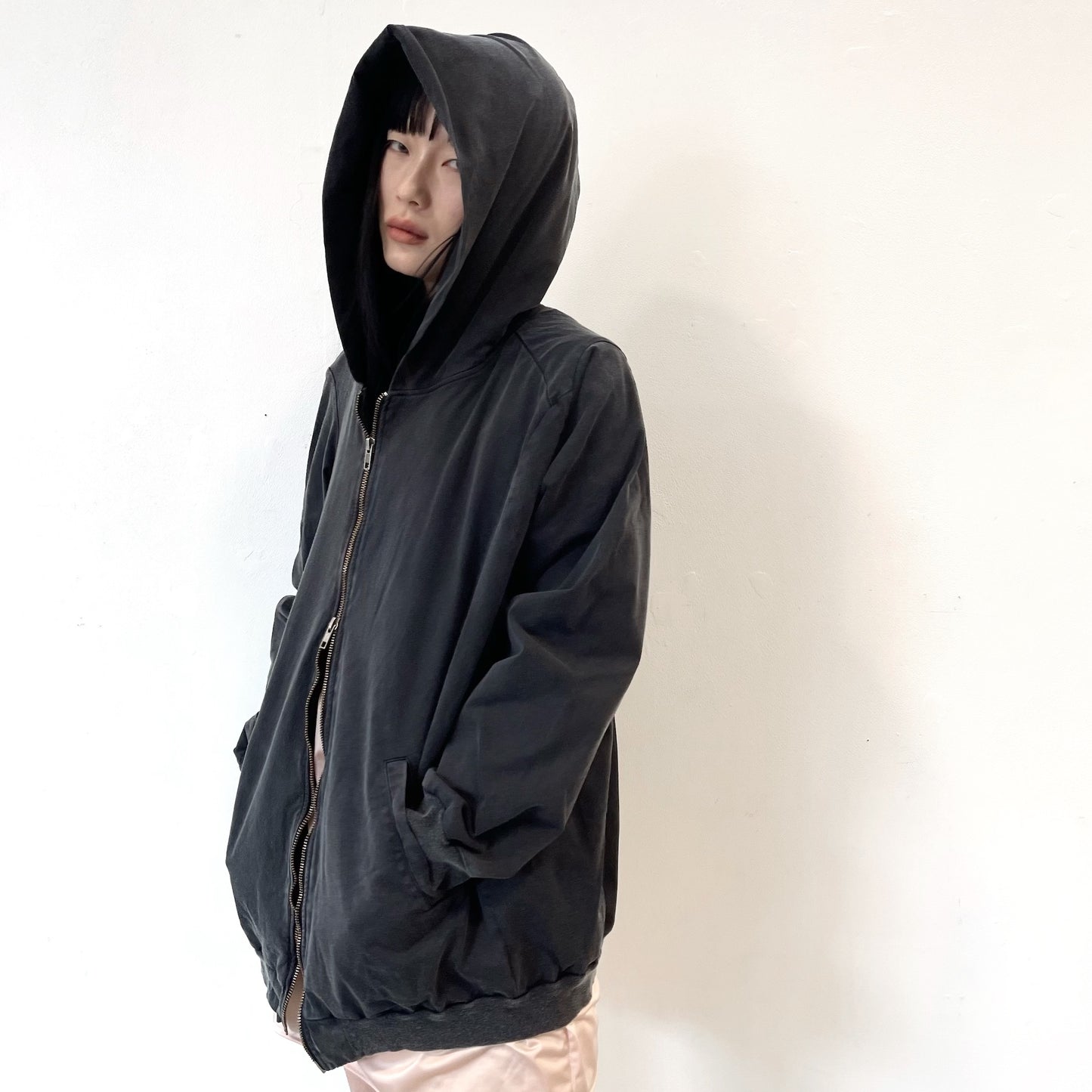 ASYMMETRY ZIP-UP PARKA / BLACK / アシンメトリージップアップパーカー