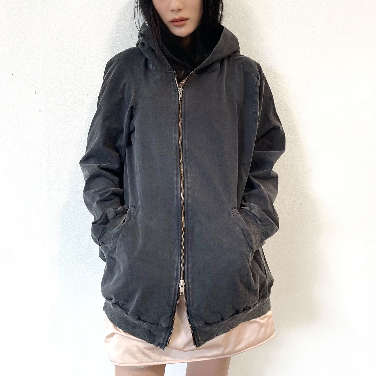 ASYMMETRY ZIP-UP PARKA / BLACK / アシンメトリージップアップパーカー