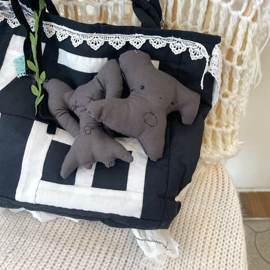 Patch work Bag+ / Black / パッチワークトートバッグ