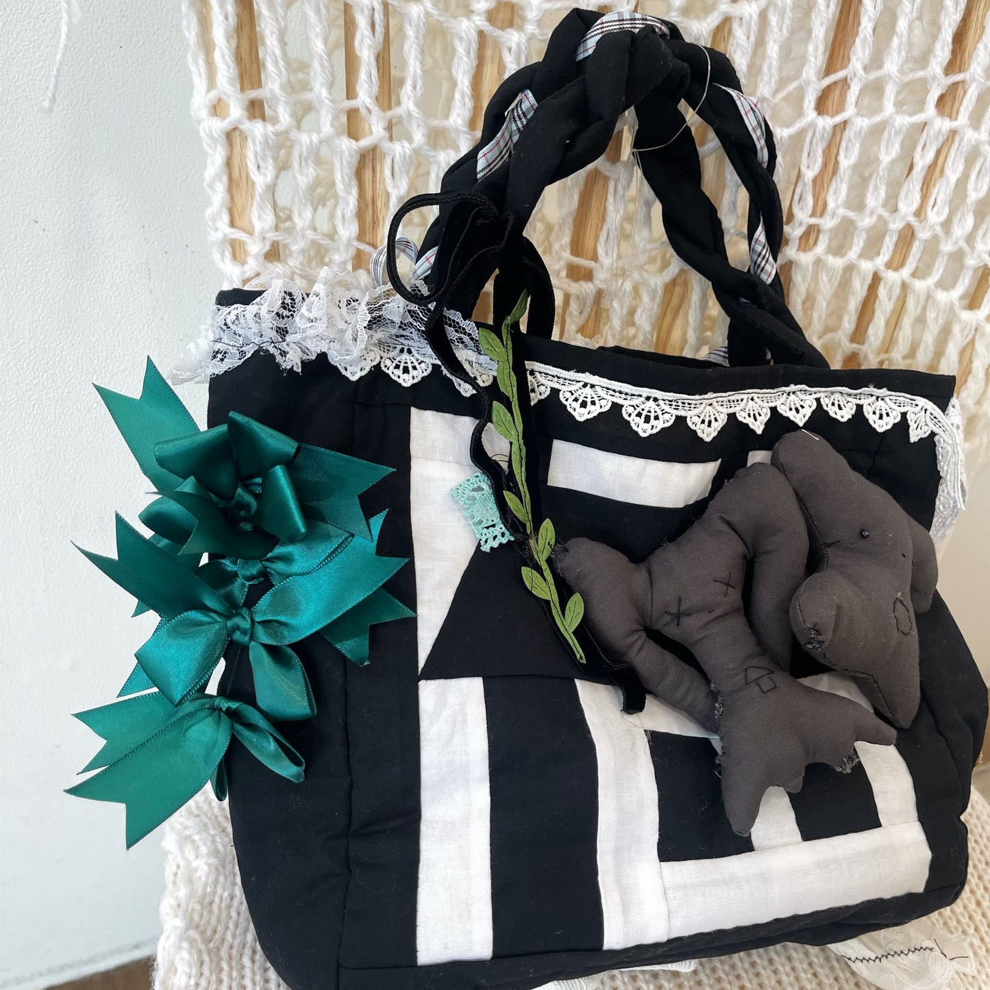 Patch work Bag+ / Black / パッチワークトートバッグ