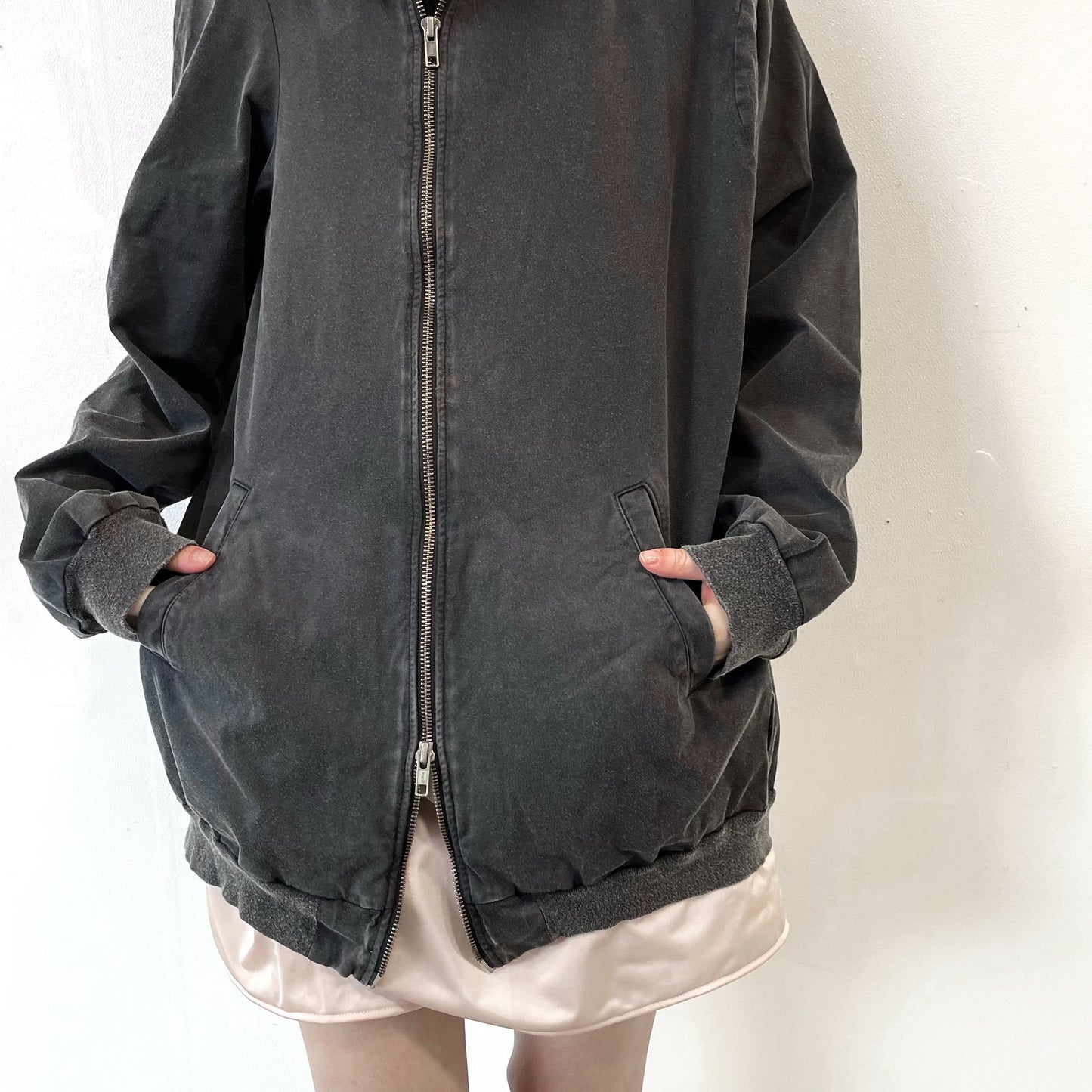 ASYMMETRY ZIP-UP PARKA / BLACK / アシンメトリージップアップパーカー