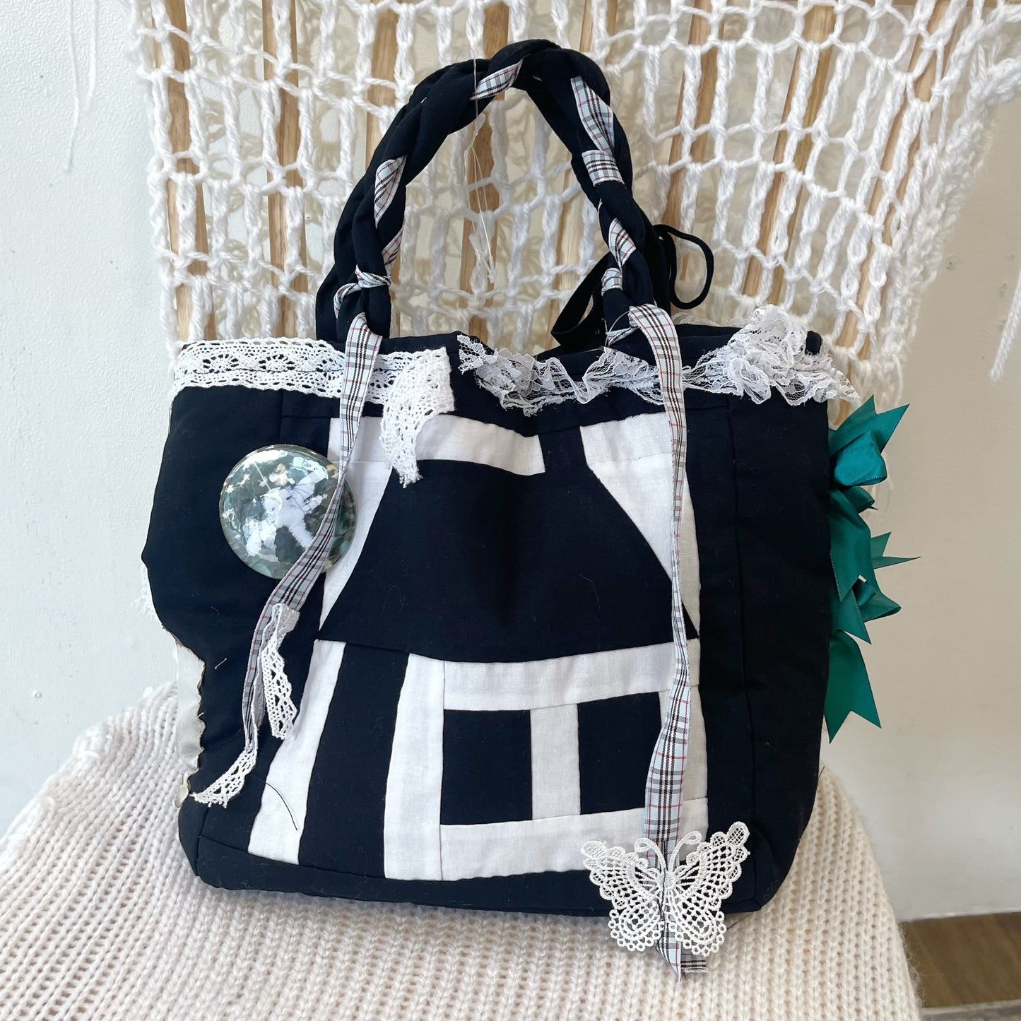 Patch work Bag+ / Black / パッチワークトートバッグ