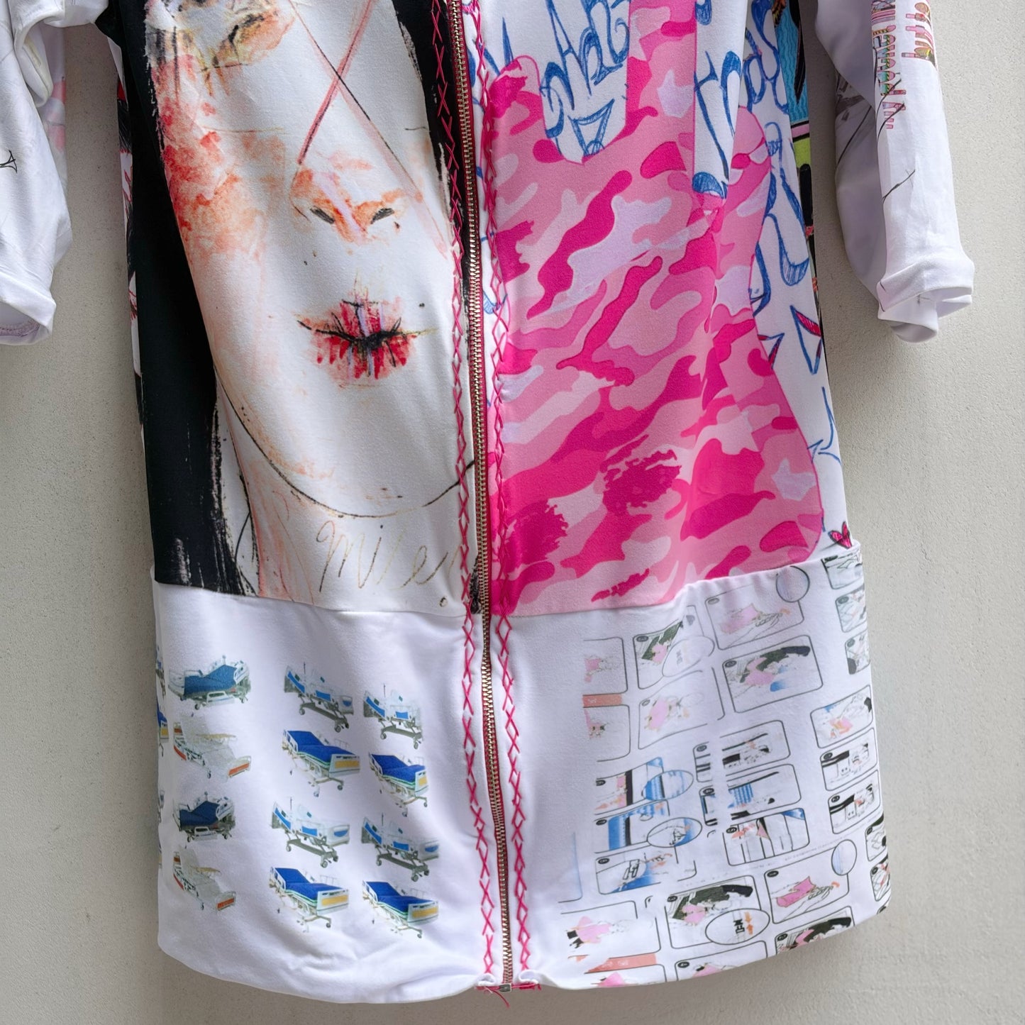Hooded long slv zip / white / フードロングスリーブジップアップフーディー