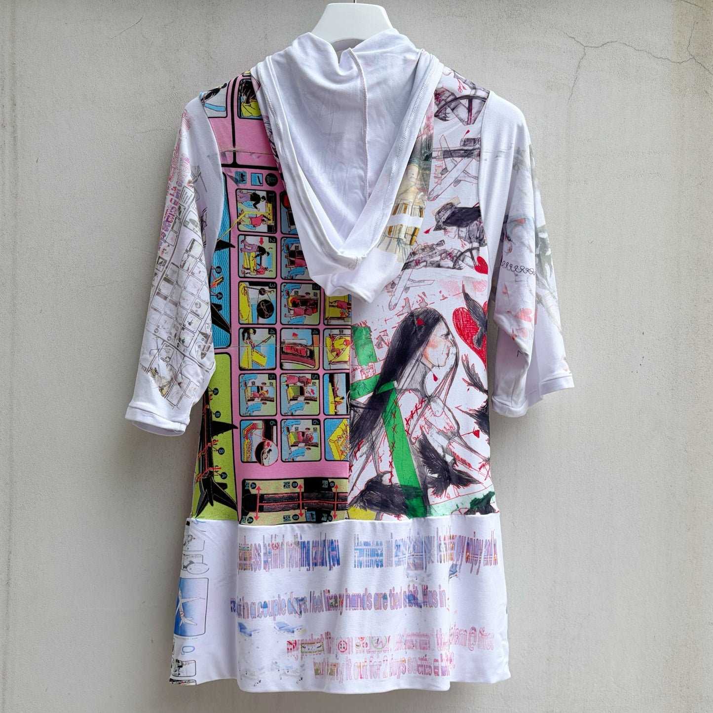 Hooded long slv zip / white / フードロングスリーブジップアップフーディー