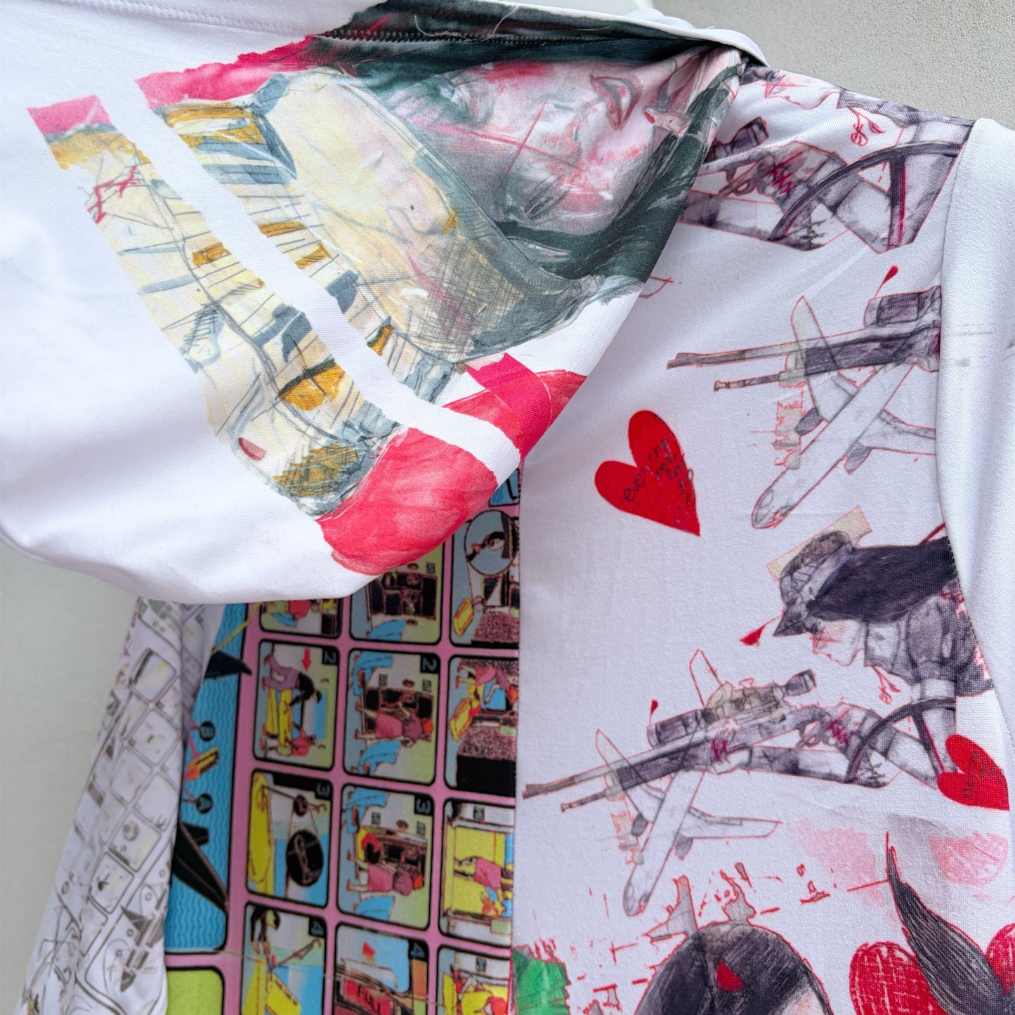 Hooded long slv zip / white / フードロングスリーブジップアップフーディー