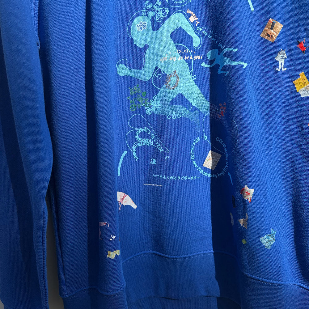 looking back sweat / blue / プリントスウェット