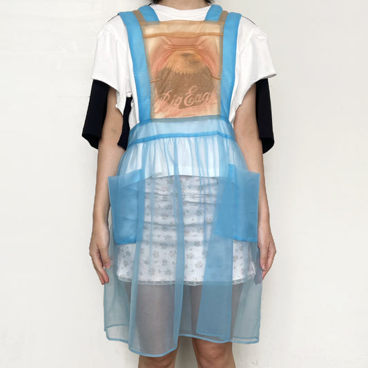SUGAR SUGAR APRON / BEIGE-BLUE / シアーエプロン
