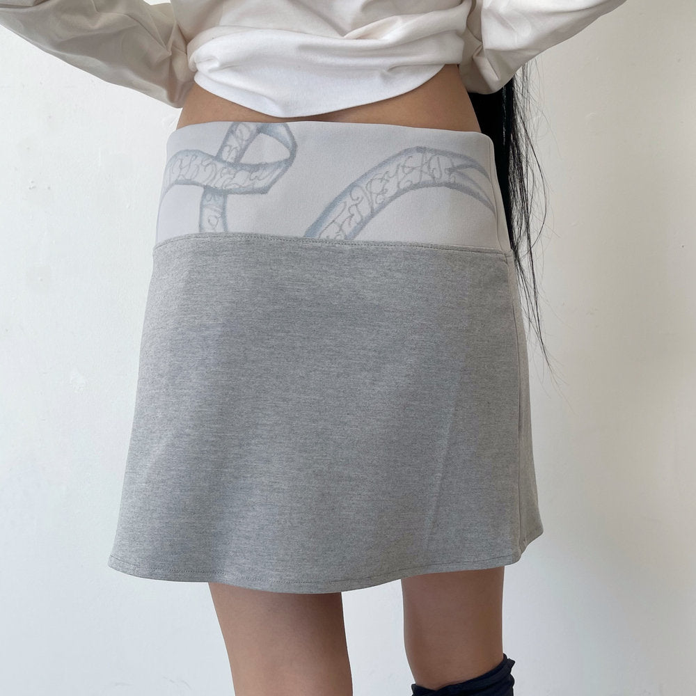 drawing mini skirt / gray / ドローイングミニスカート