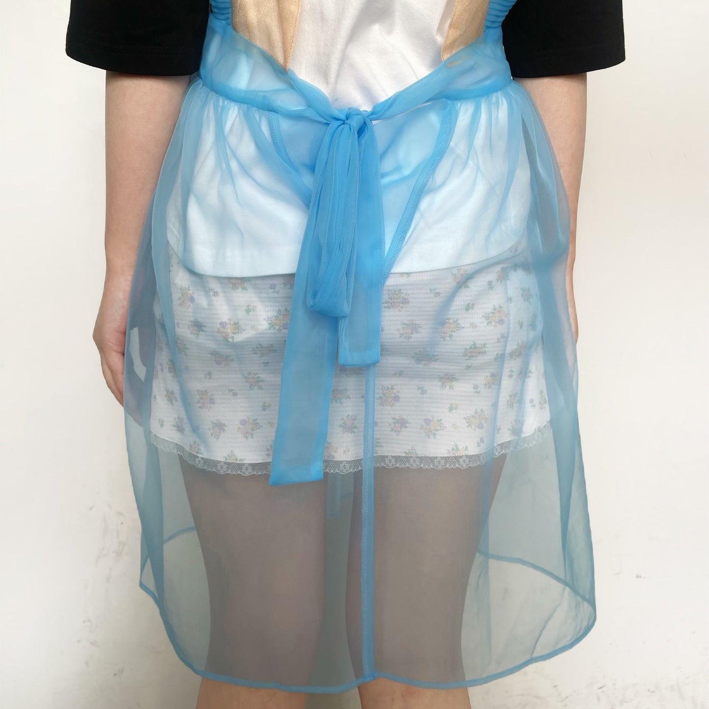 SUGAR SUGAR APRON / BEIGE-BLUE / シアーエプロン