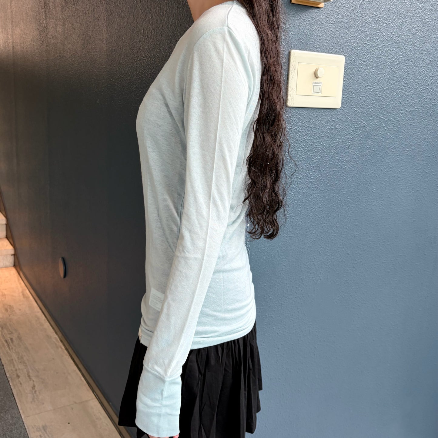 [fe.3] V neck long top / cloud / Vネックロングスリーブトップ