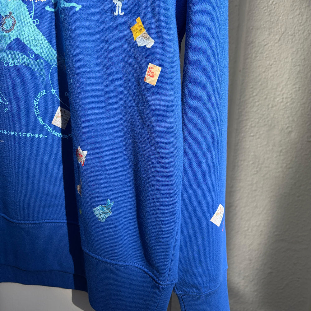 looking back sweat / blue / プリントスウェット