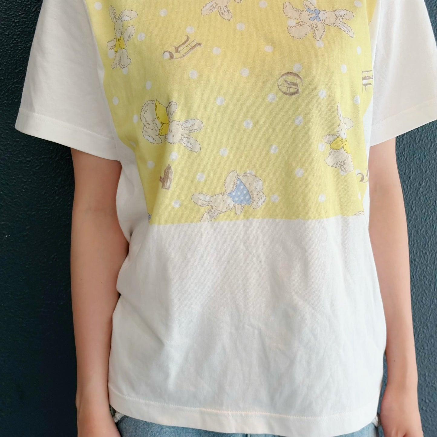 BA PAJAMA print t shirt / yellow / プリントTシャツ