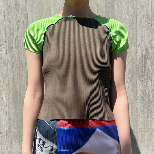 RAGLAN TINY TOP / GREEN / プリーツラグラントップ