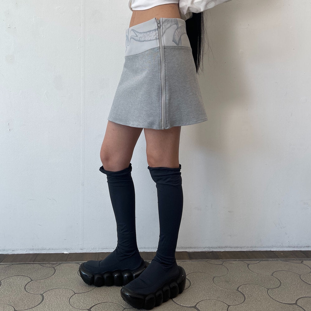 drawing mini skirt / gray / ドローイングミニスカート