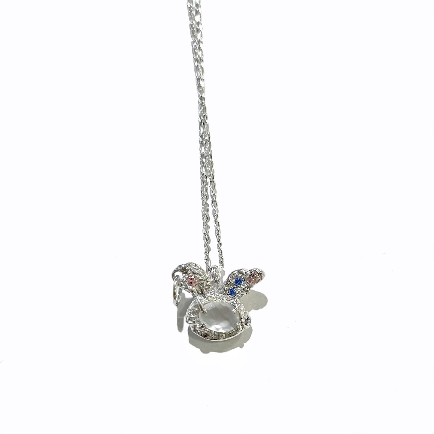 rabbit necklace / zirconia x moon stone / うさぎネックレス