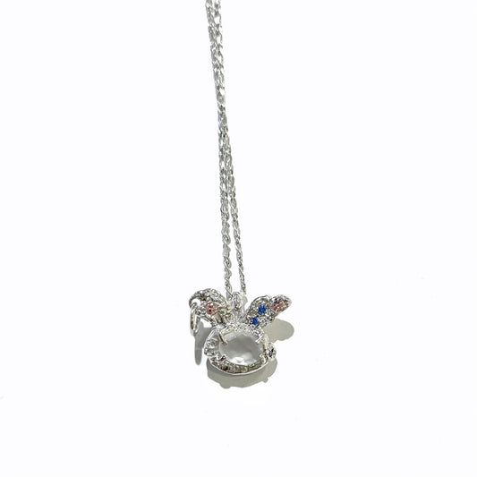 rabbit necklace / zirconia x moon stone / うさぎネックレス