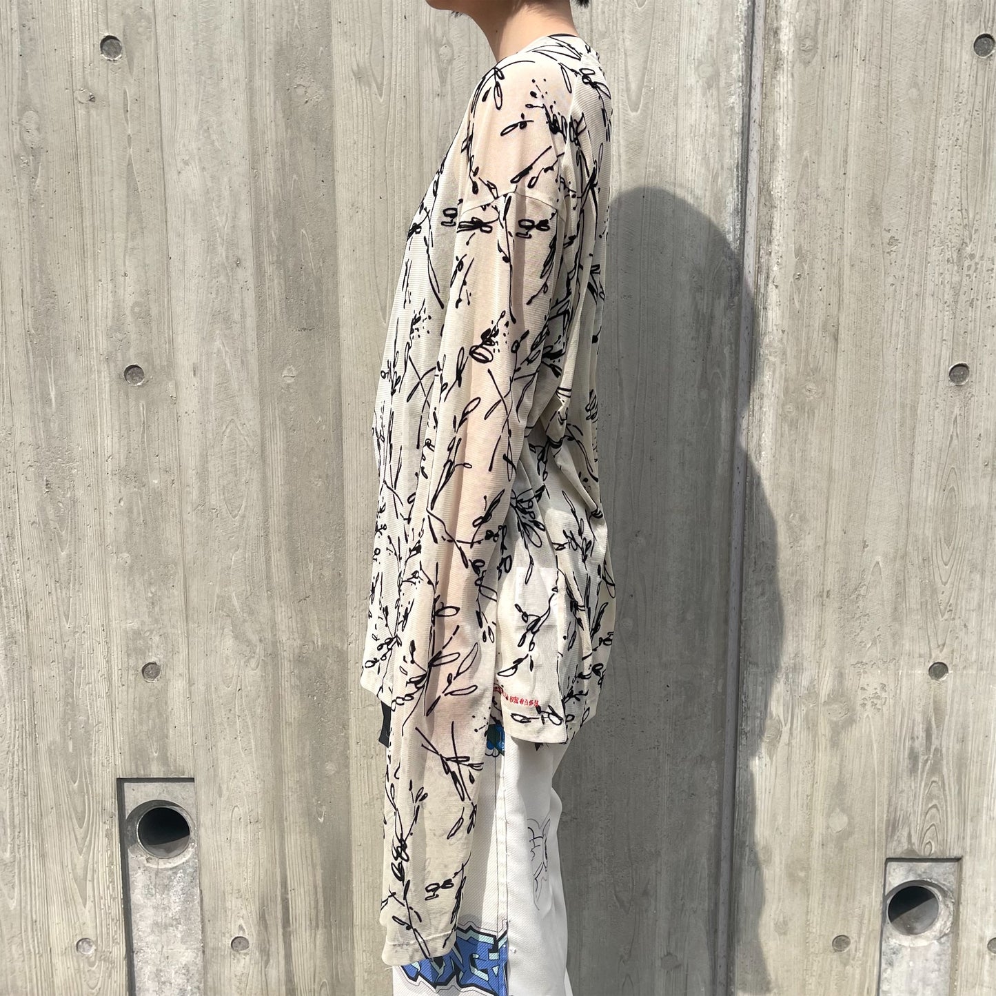 LSTEE/MESH/FLOCKING/ATOZ / OFF WHITE / プリントメッシュカットソー