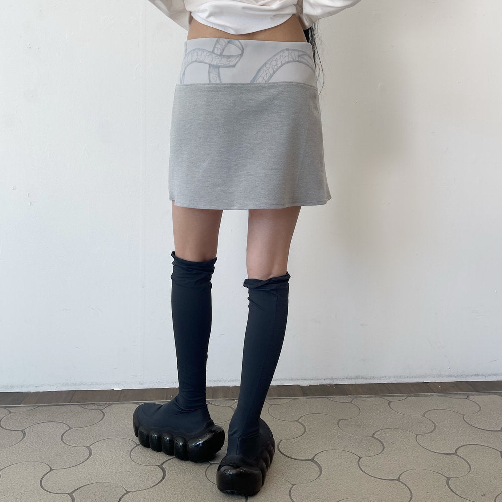 drawing mini skirt / gray / ドローイングミニスカート