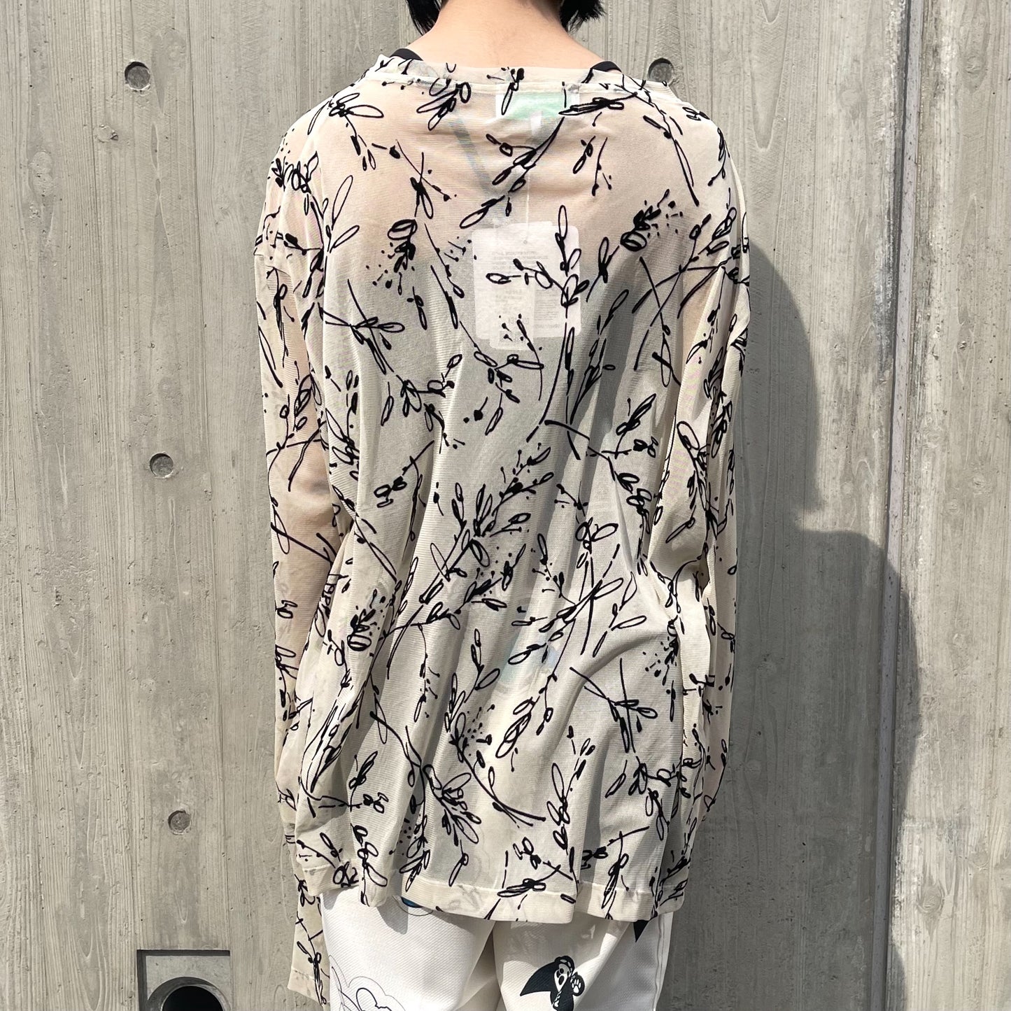 LSTEE/MESH/FLOCKING/ATOZ / OFF WHITE / プリントメッシュカットソー