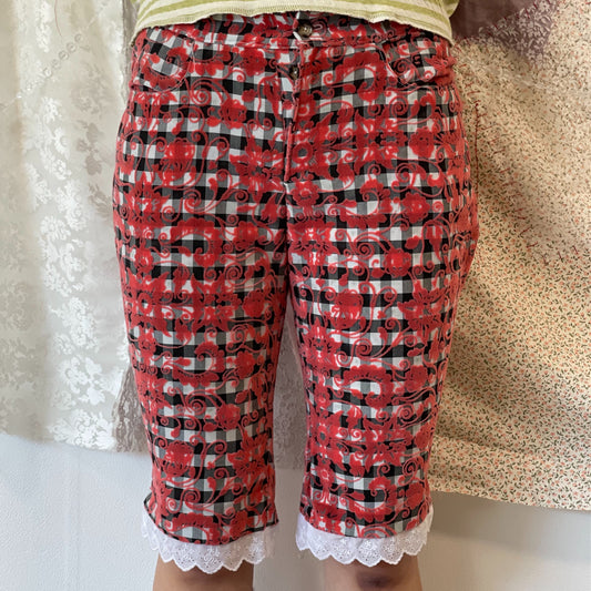 Three quarte trousers / Red Gingham / ギンガムパンツ