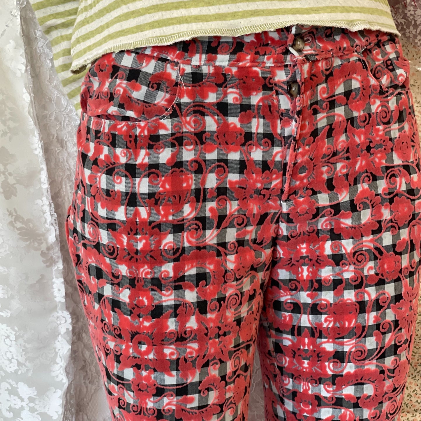 Three quarte trousers / Red Gingham / ギンガムパンツ