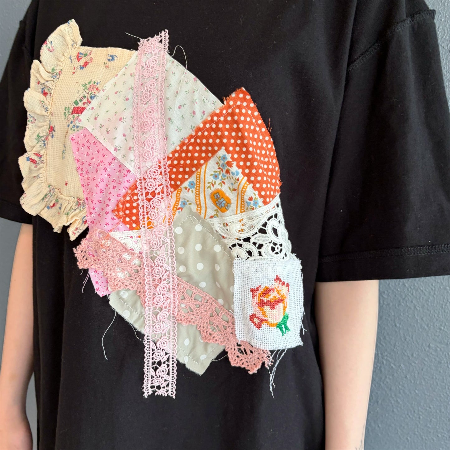 Patchwork tshirts / Black C / パッチワークTシャツ