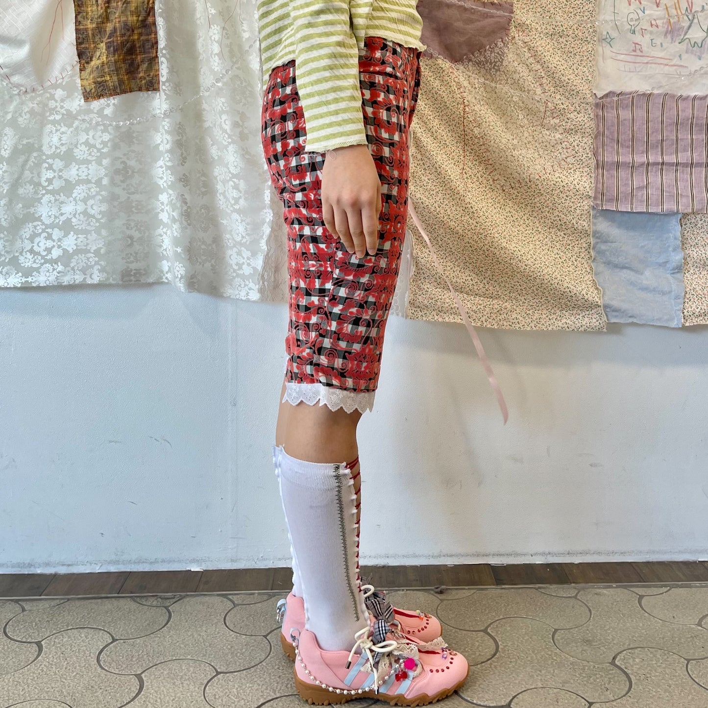 Three quarte trousers / Red Gingham / ギンガムパンツ