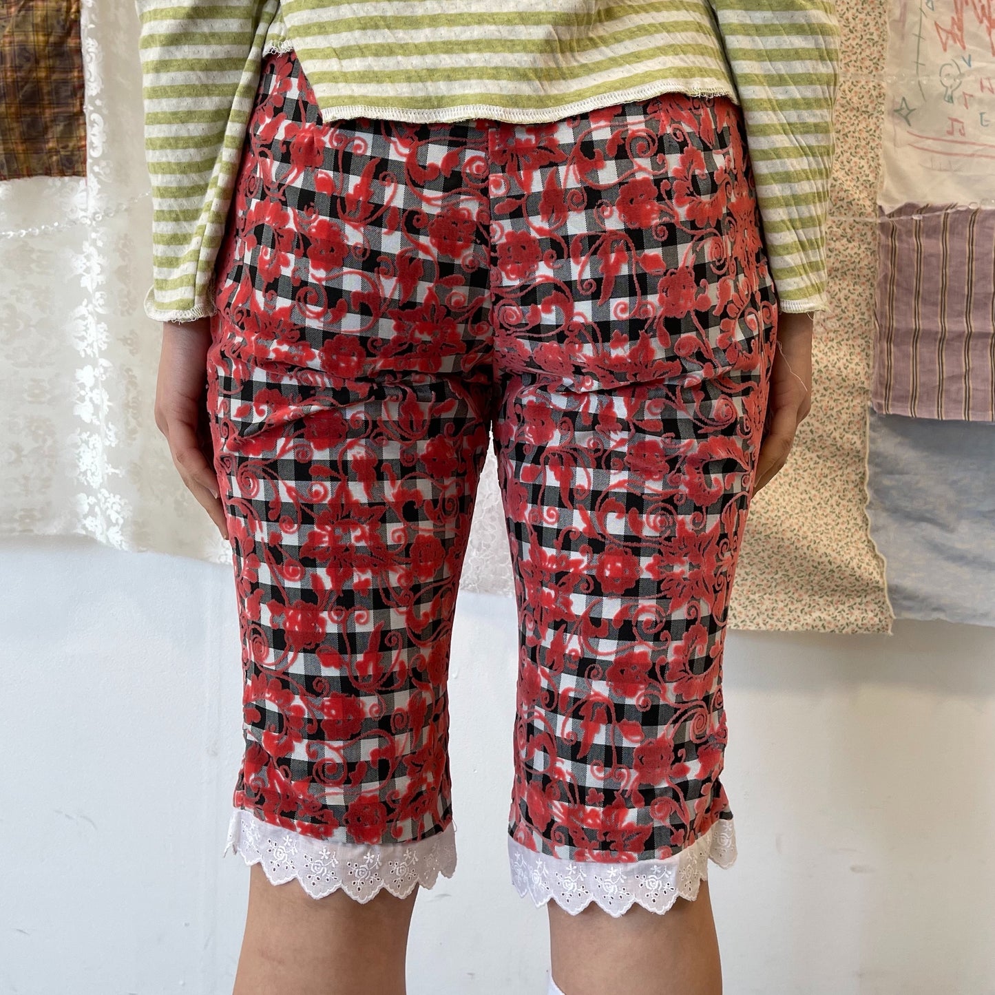 Three quarte trousers / Red Gingham / ギンガムパンツ