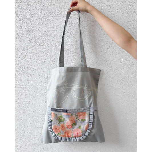 Frill Apron Tote Bag / Ice grey / BIRDMANコラボレーショントートバッグ