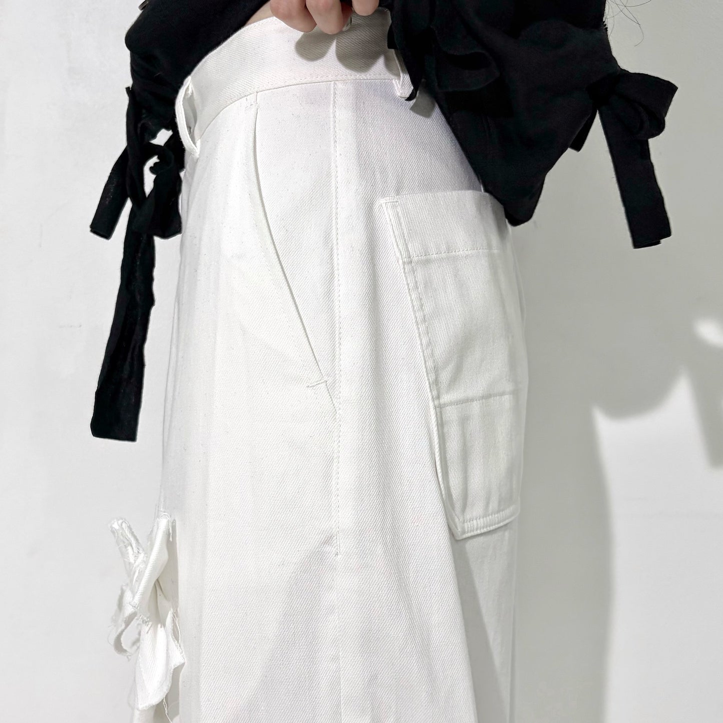 Ribbon denim pants / White / リボンパンツ
