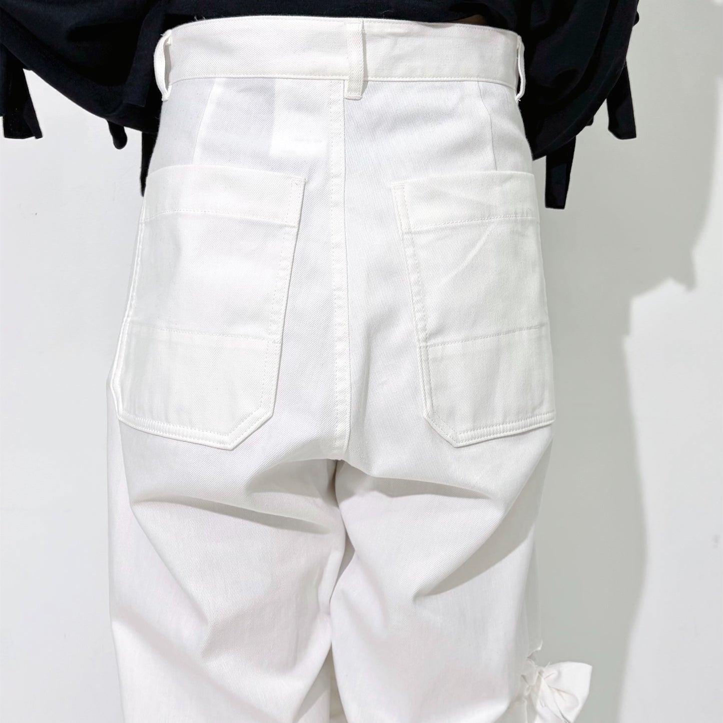 Ribbon denim pants / White / リボンパンツ