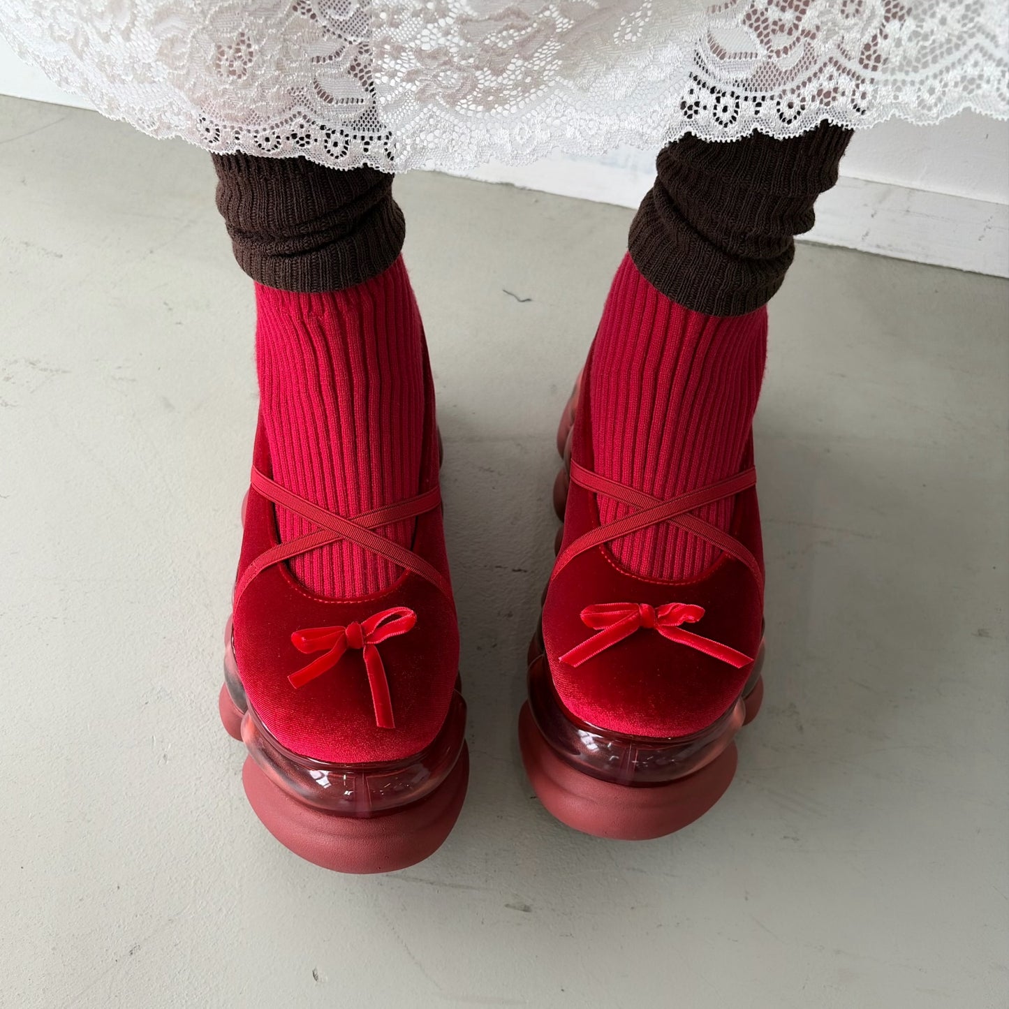 JEWELRY ARK BALLERINA / RED / ソックスバレエシューズ