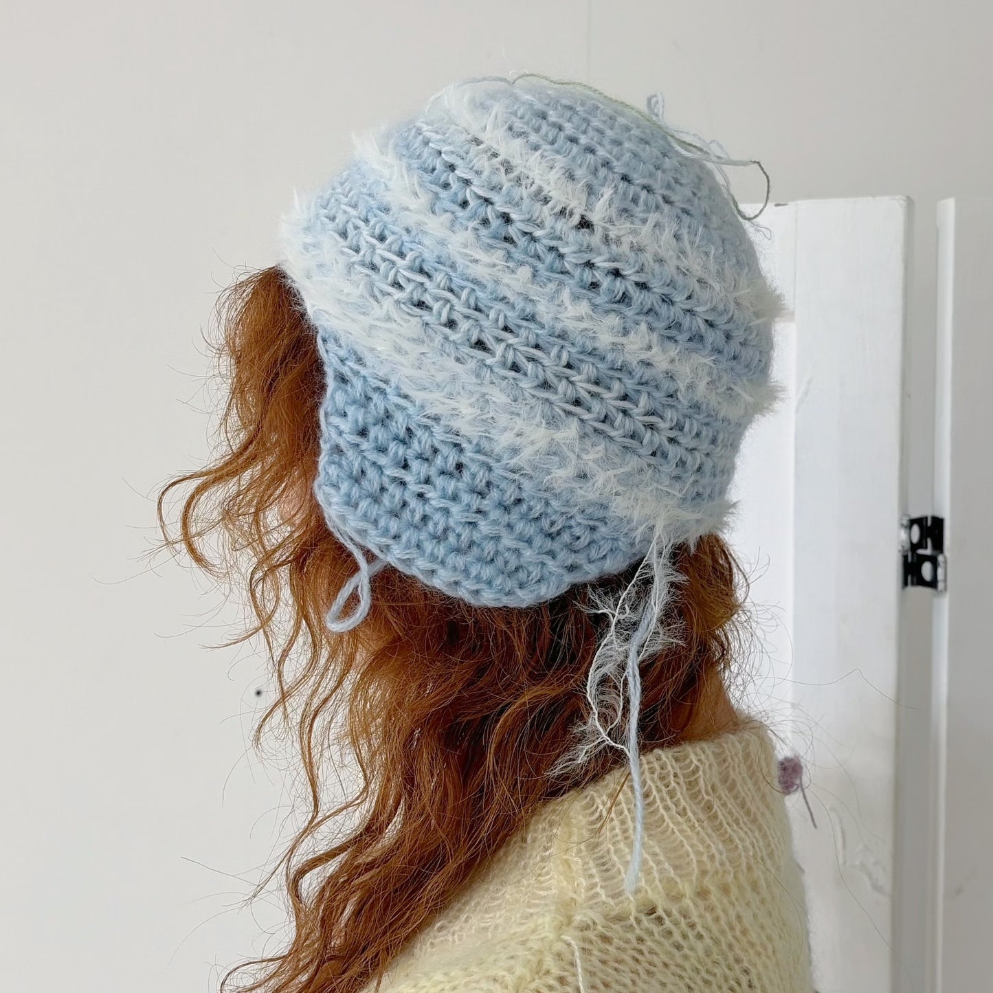 Flower knit hat / Blue / フラワーニットハット