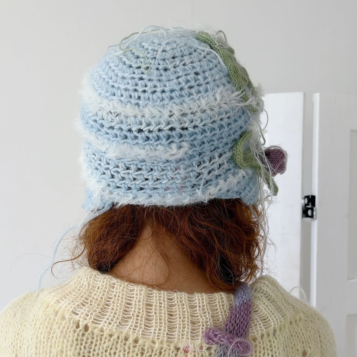 Flower knit hat / Blue / フラワーニットハット