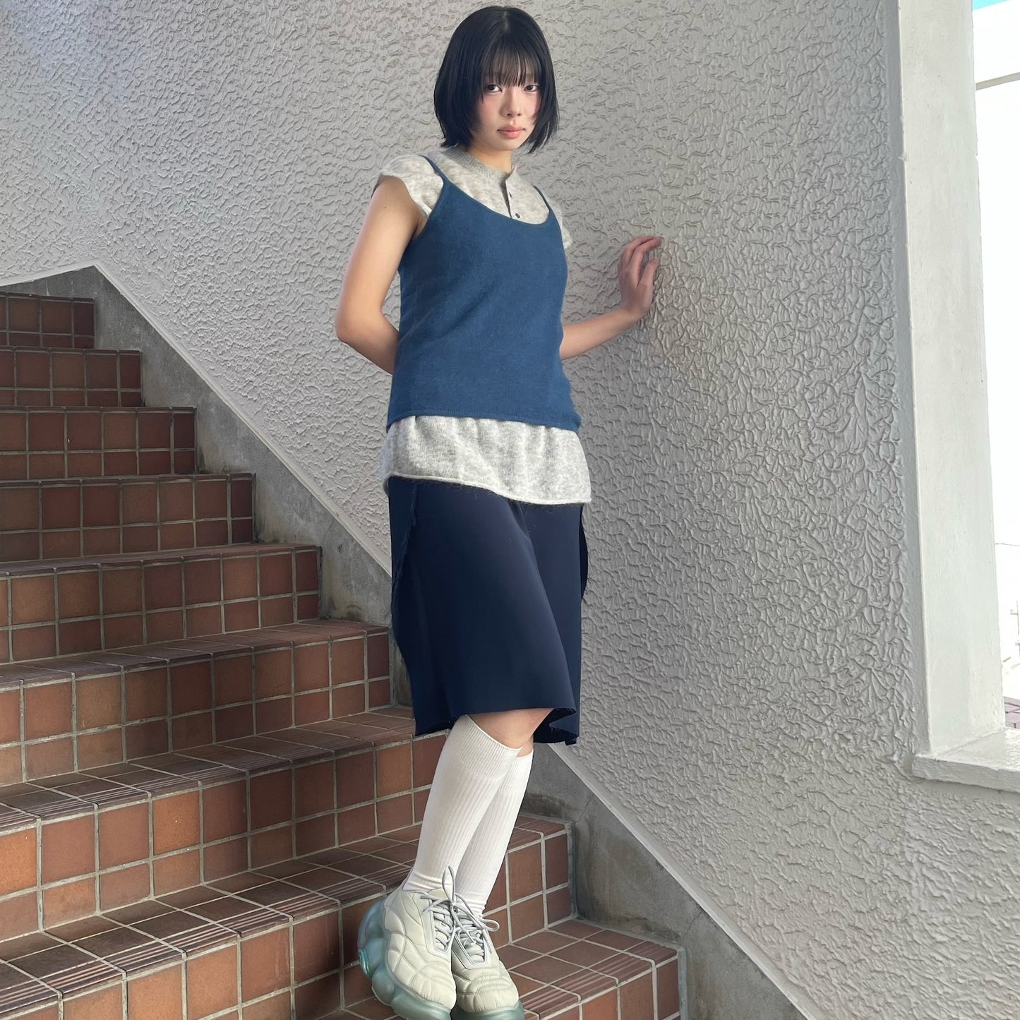Cozy Pencil Skirt / navy / 変形ペンシルスカート