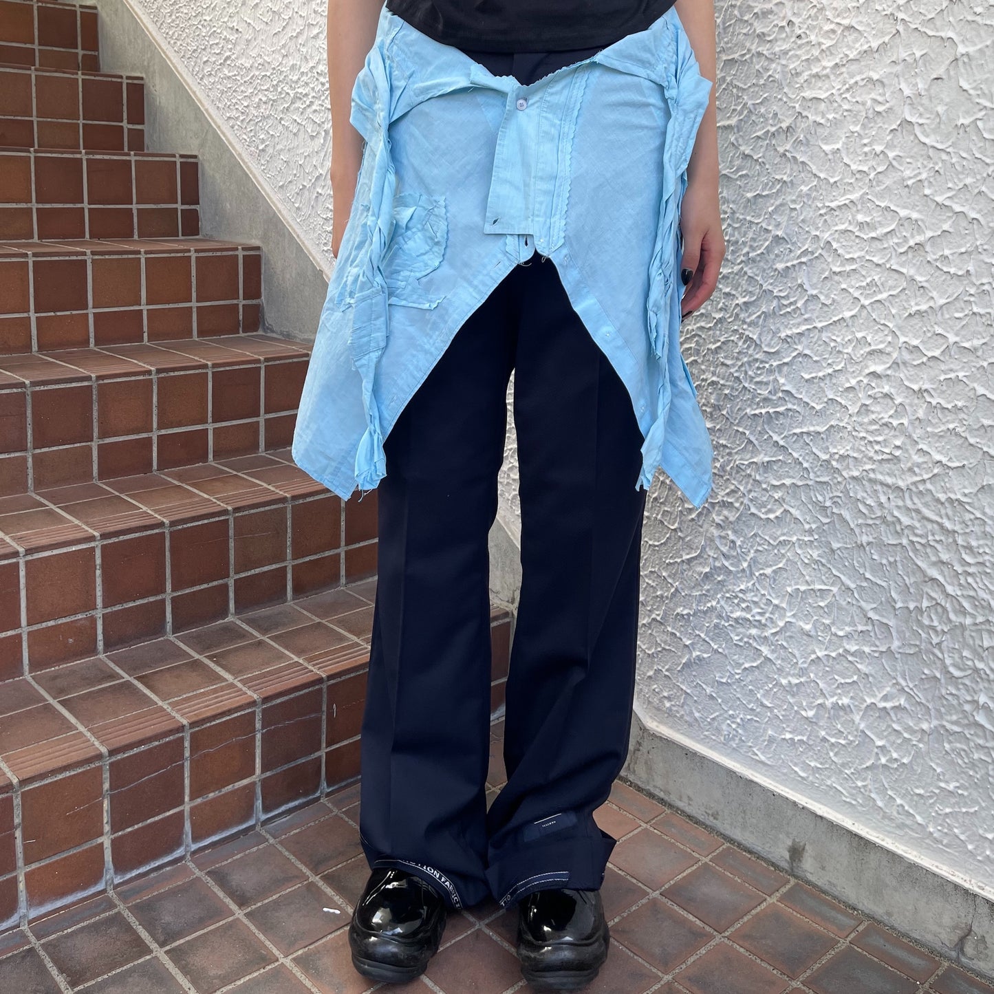 【TONII MONDO】-  face to face lap skirt / blue / ラップスカート