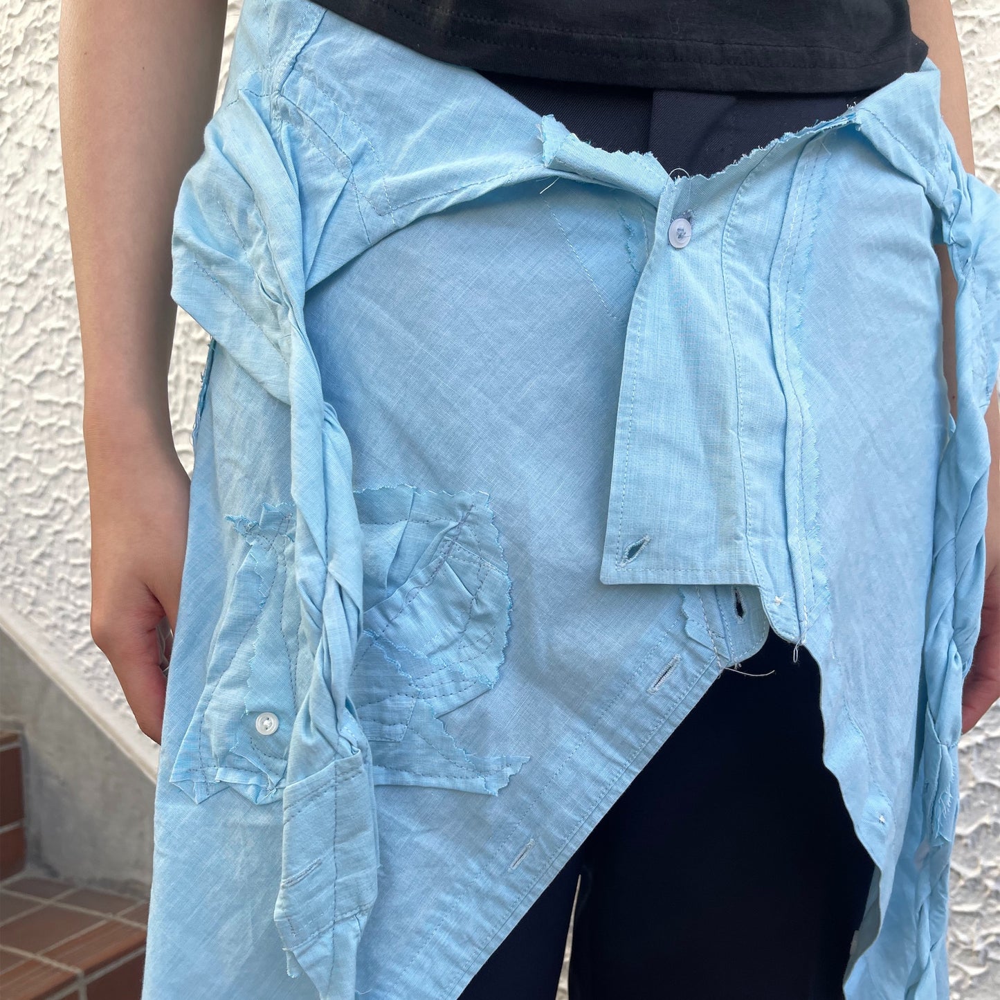 【TONII MONDO】-  face to face lap skirt / blue / ラップスカート