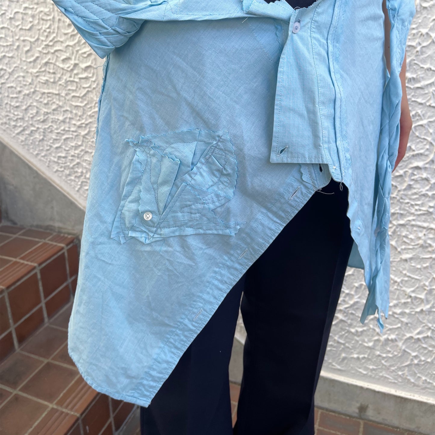 【TONII MONDO】-  face to face lap skirt / blue / ラップスカート