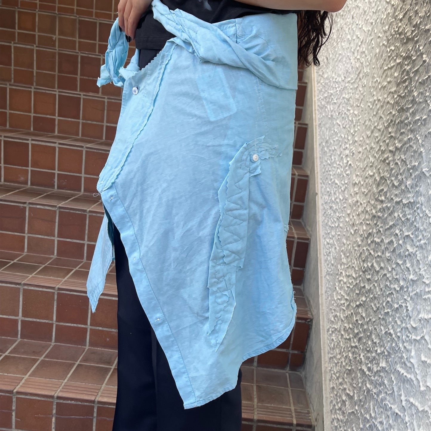 【TONII MONDO】-  face to face lap skirt / blue / ラップスカート