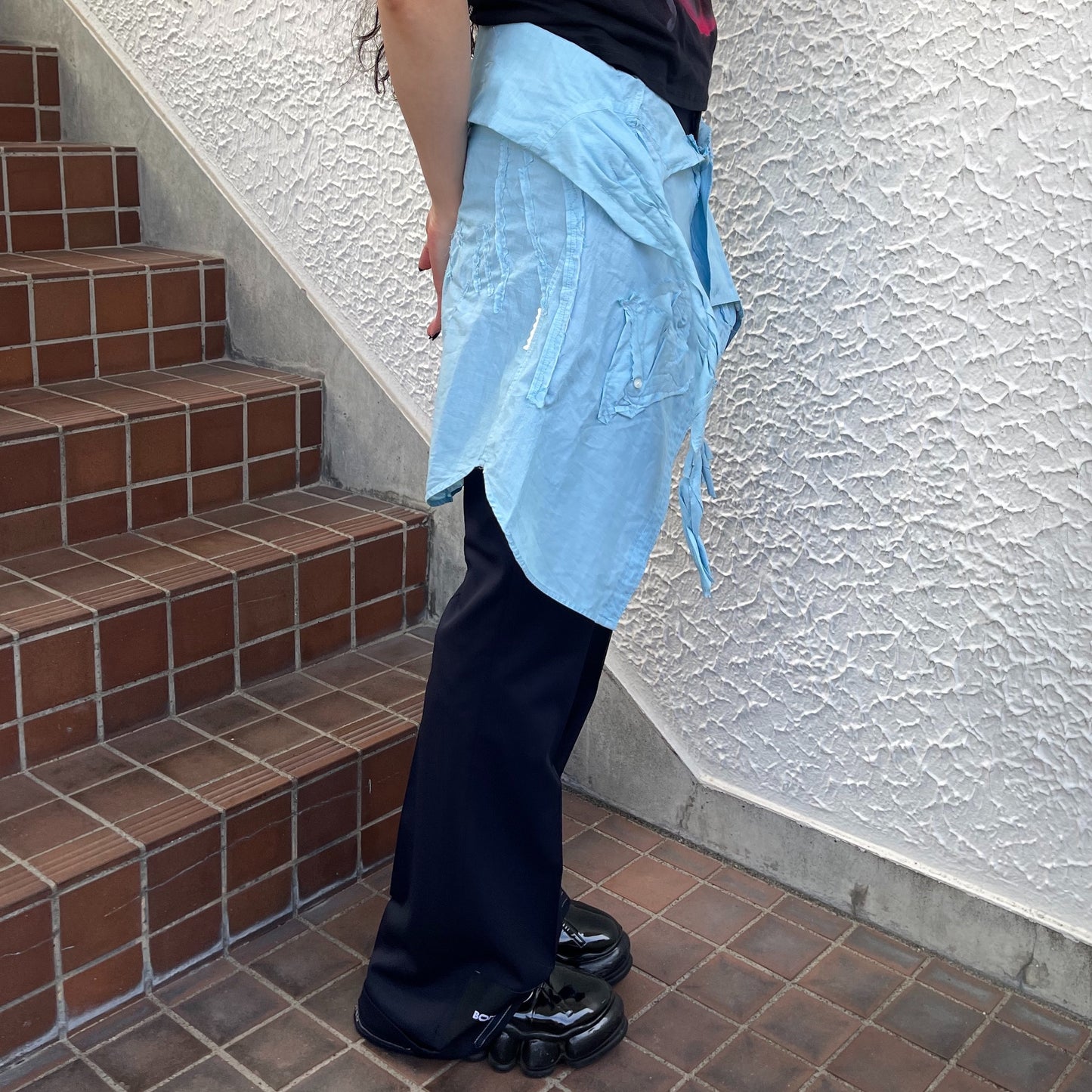 【TONII MONDO】-  face to face lap skirt / blue / ラップスカート