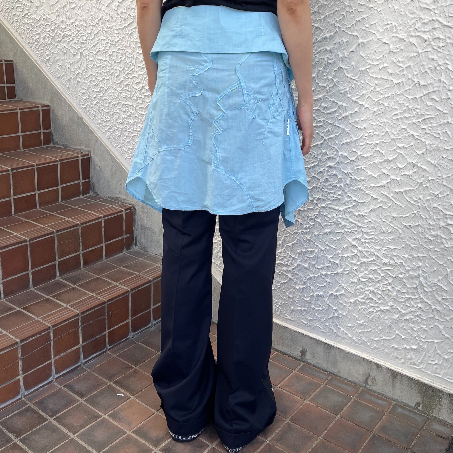 【TONII MONDO】-  face to face lap skirt / blue / ラップスカート