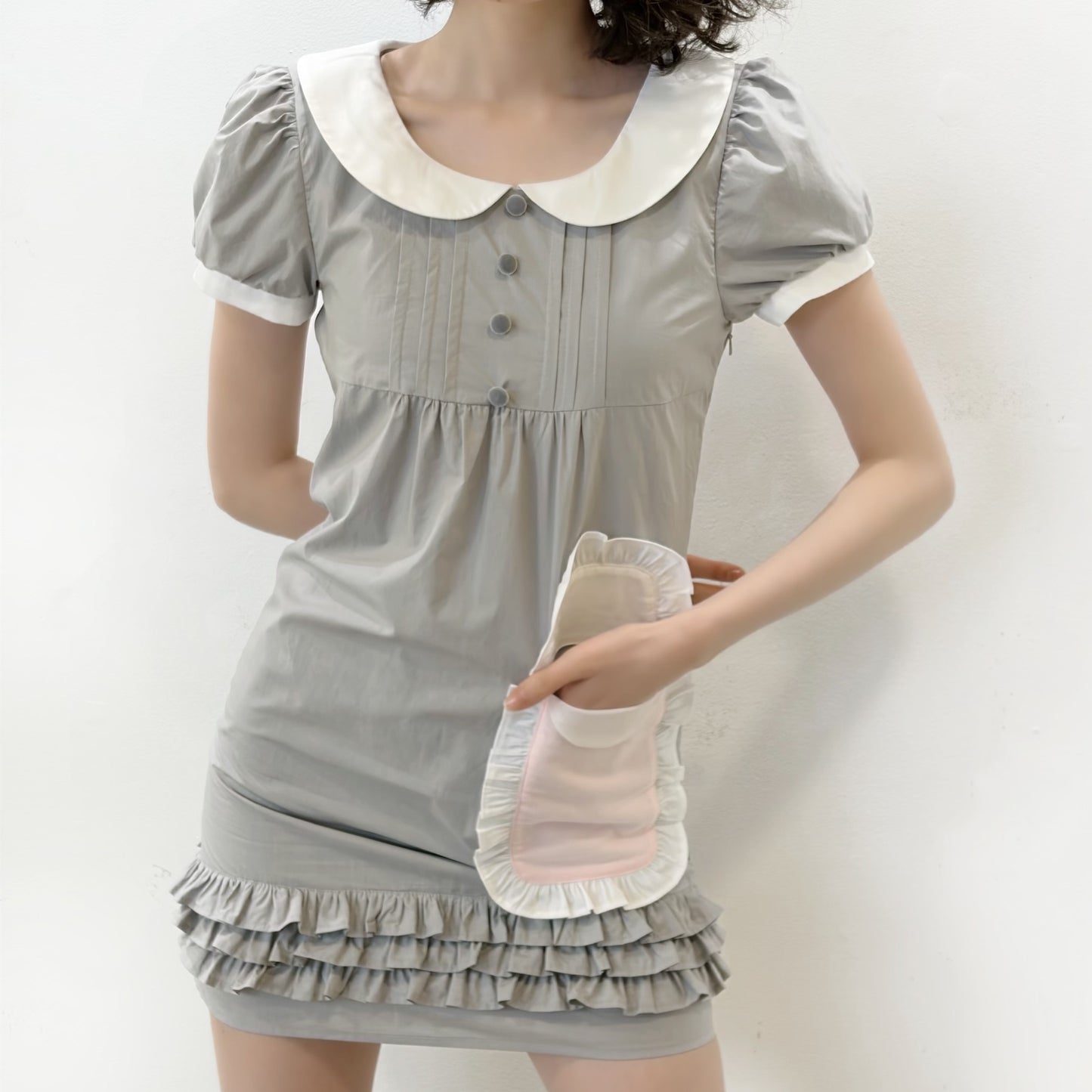zZZ DRESS / GRAY / パフスリーブドレス