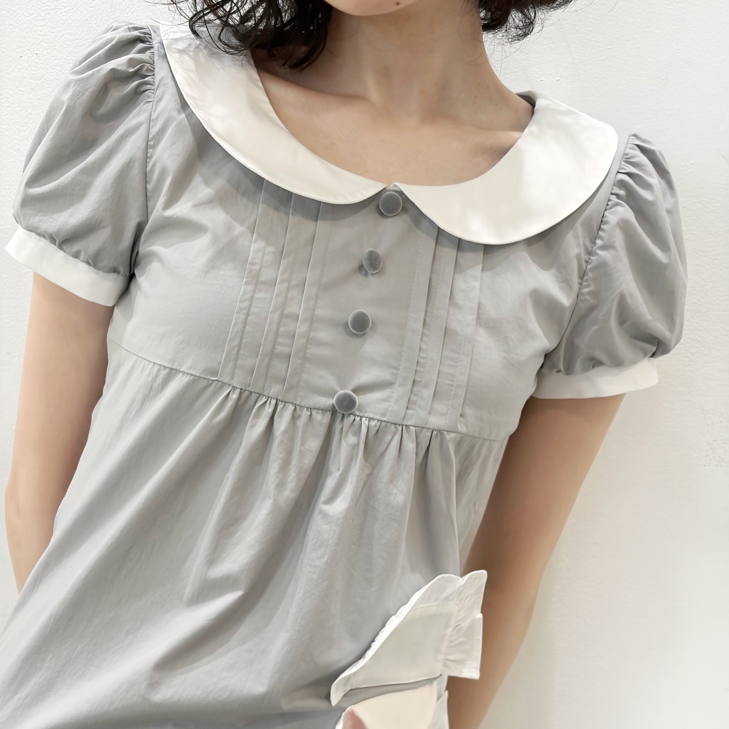 zZZ DRESS / GRAY / パフスリーブドレス