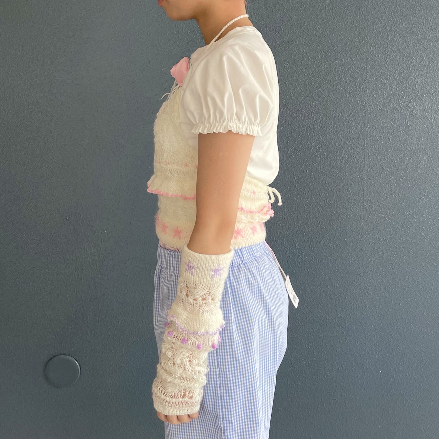 Knitted camisole / White × Pink / ニットキャミソール