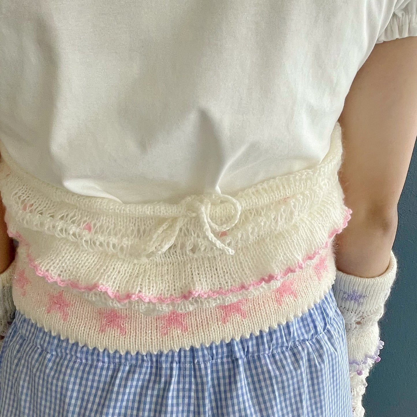 Knitted camisole / White × Pink / ニットキャミソール